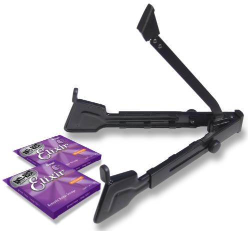 Treat your guitar with new strings and a travel stand