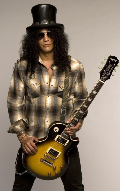 Slash and his personal signature Les Paul model made by Epiphone